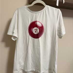 White T-Shirt with Red 7-Ball Graphic